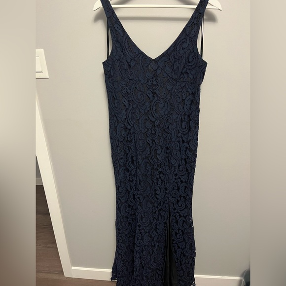 Bcbg formal lace dress, size 12, black with navy lace overlay - Picture 1 of 6